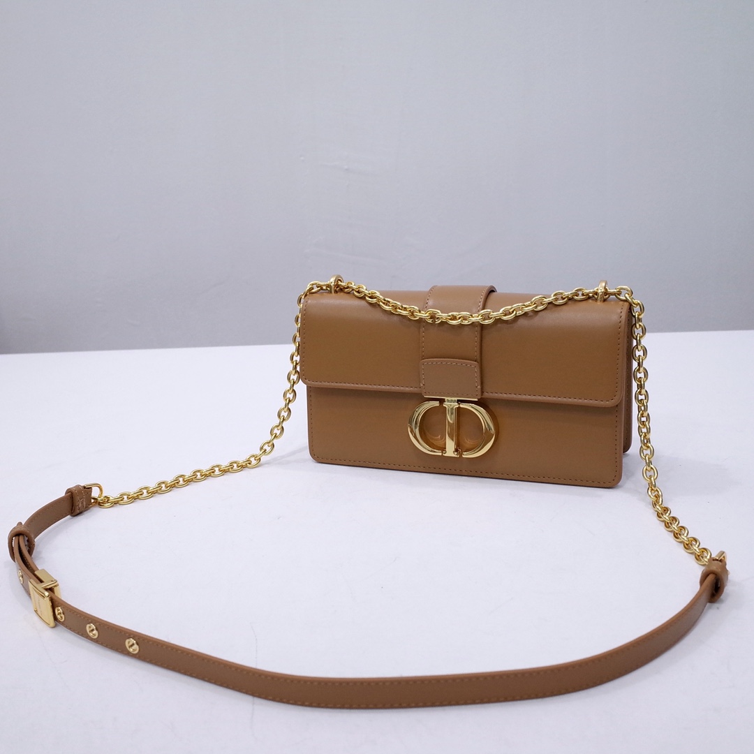 30 Montaigne East-West Bag with Chain Medium Tan Calfskin